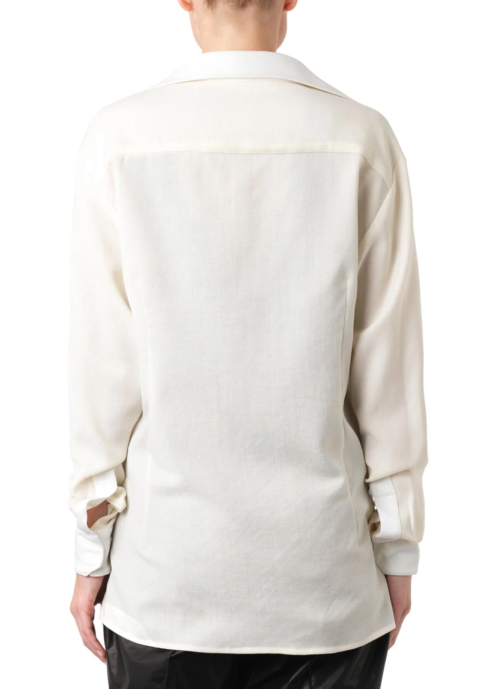 Baja East Cream Wool-Crepe Point Collar Blouse