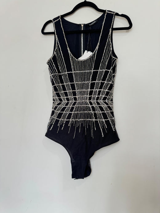 Embellished Black Bodysuit