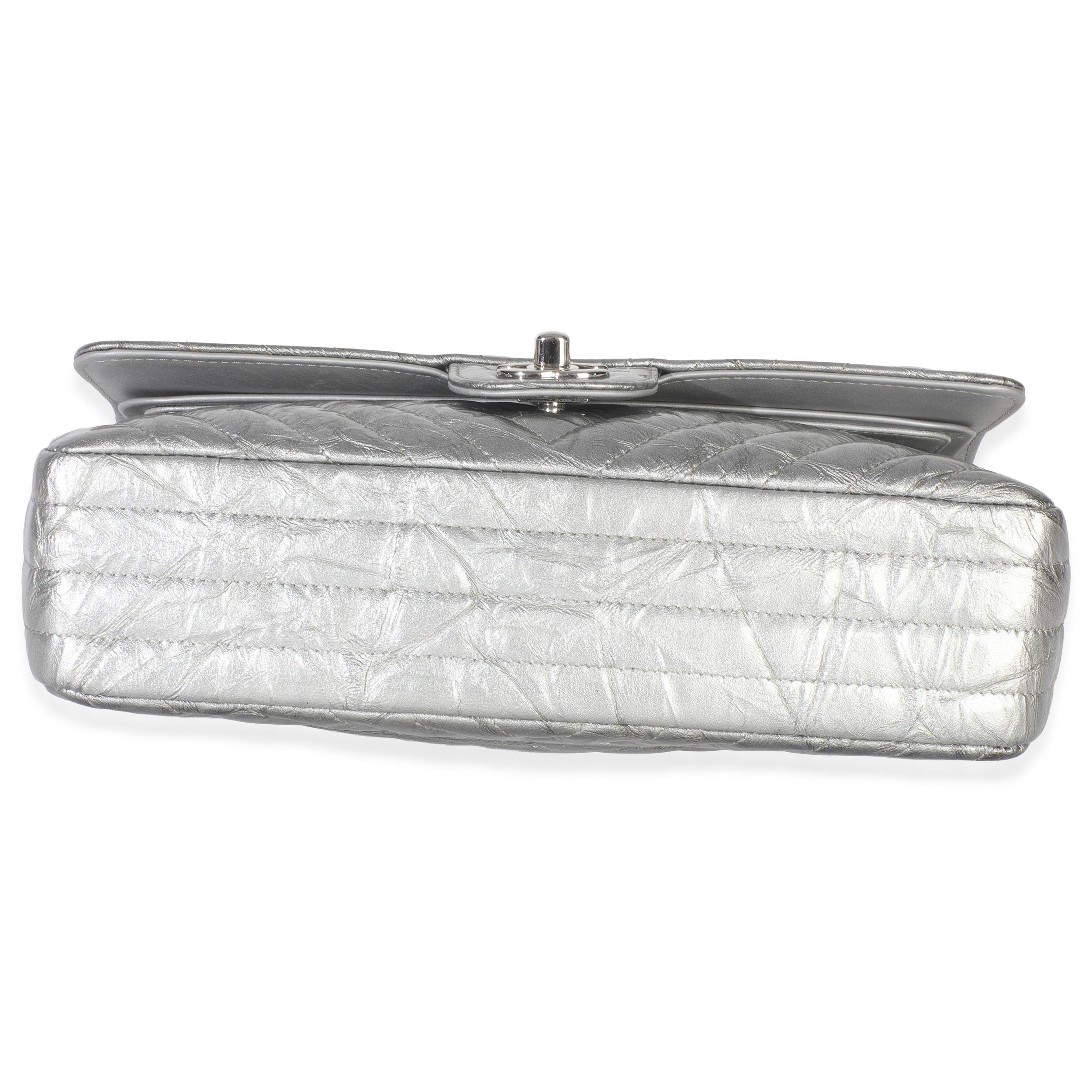 Chanel  Metallic Patent Crumpled Calfskin Chevron Medium Double Flap Bag