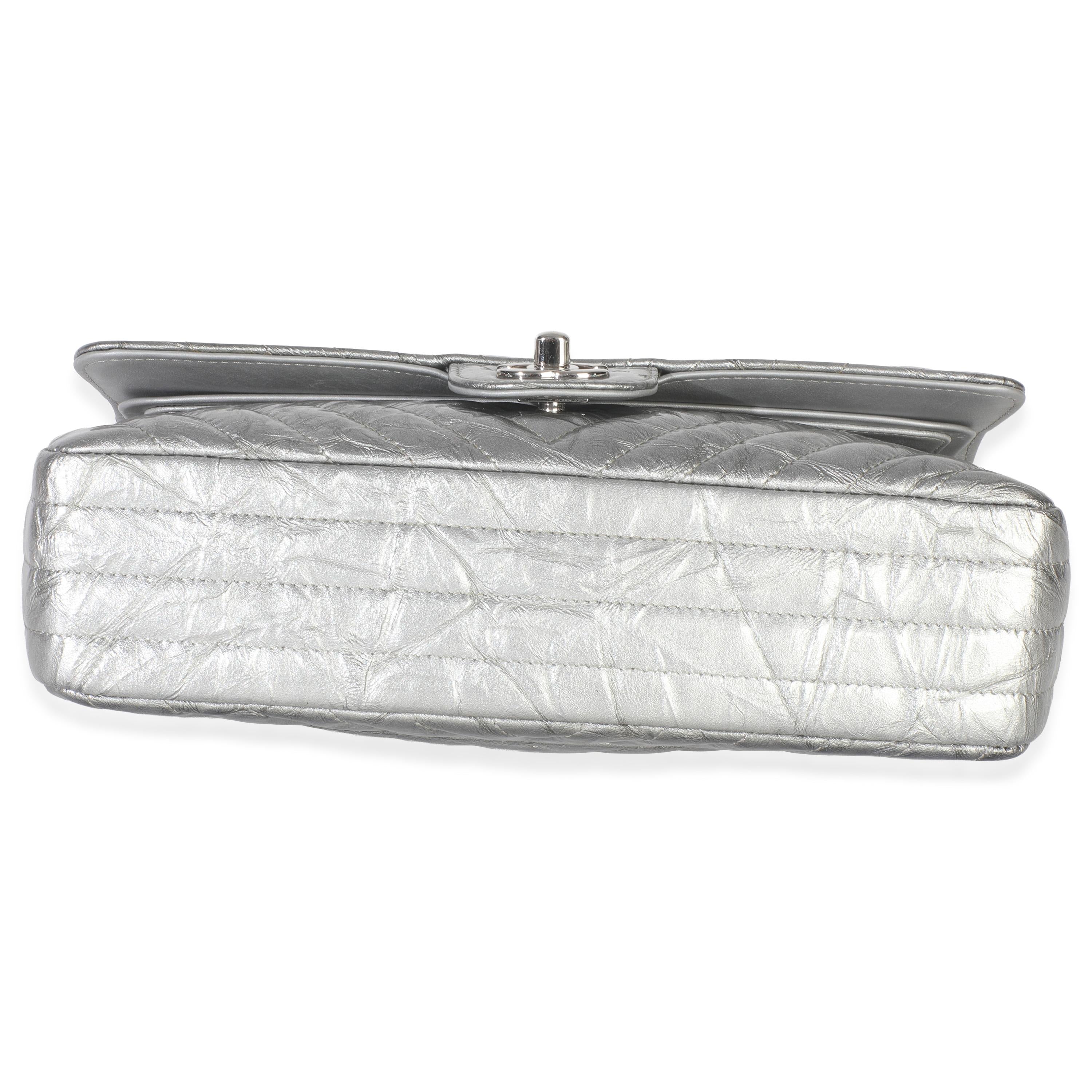 Chanel  Metallic Patent Crumpled Calfskin Chevron Medium Double Flap Bag