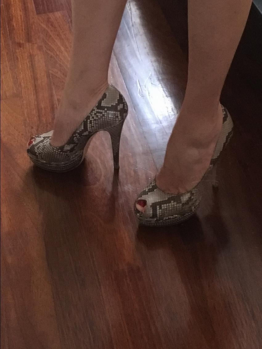 Sebastian Python Embossed Peep-Toe Pumps