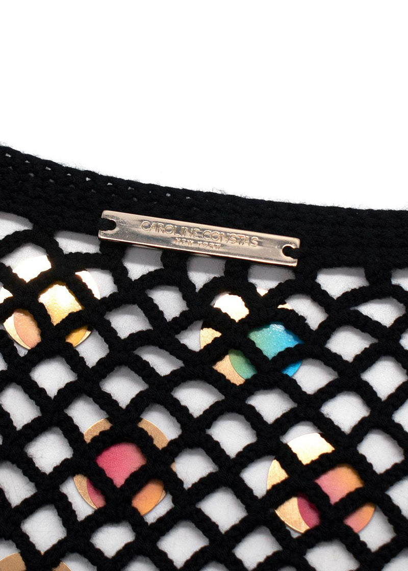 Caroline Constas Black Sequin Crochet Beach Dress