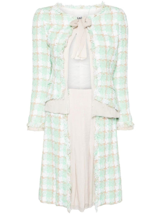 Chanel Green Check Tweed Jacket and Skirt Suit