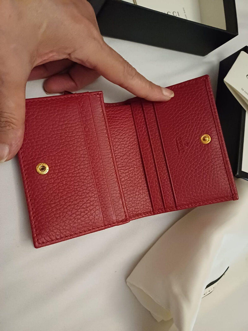 Gucci red Leather Marmont Mini Wallet