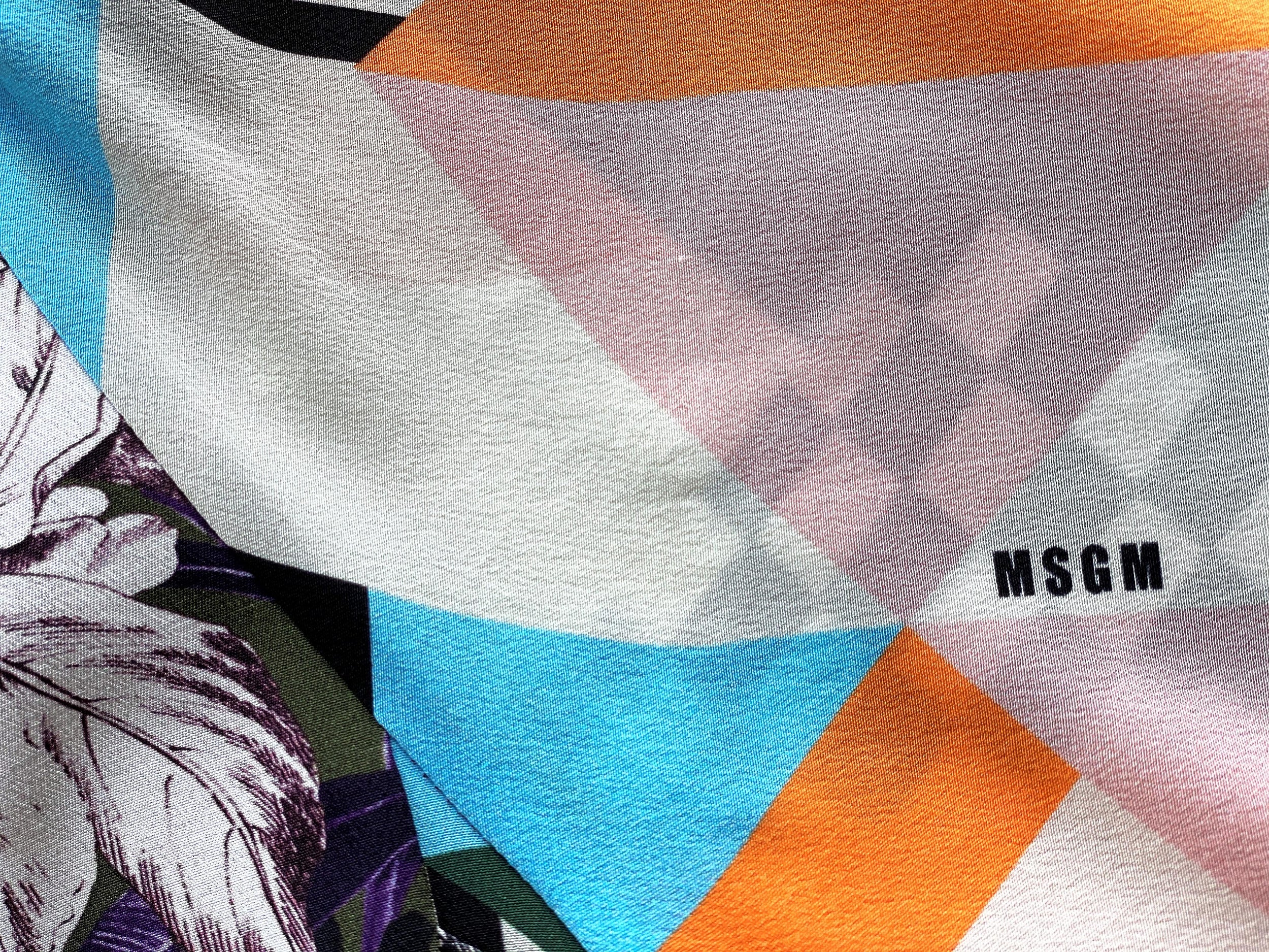 MSGM Multi-Print Silk Twill Shift Dress