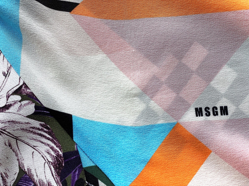 MSGM Multi-Print Silk Twill Shift Dress