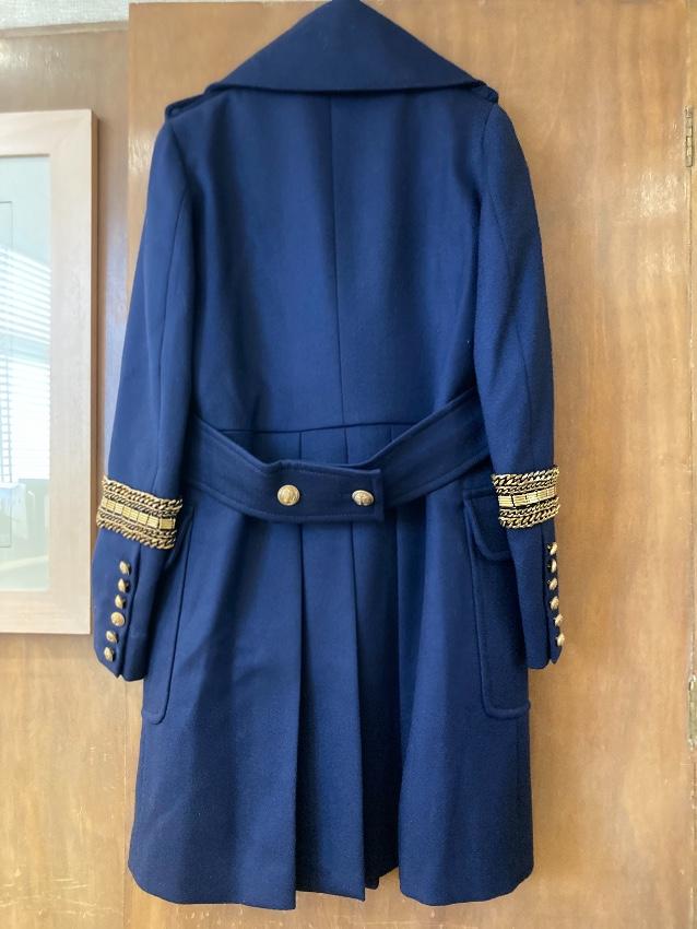 Navy Rabbit-lined wool coat