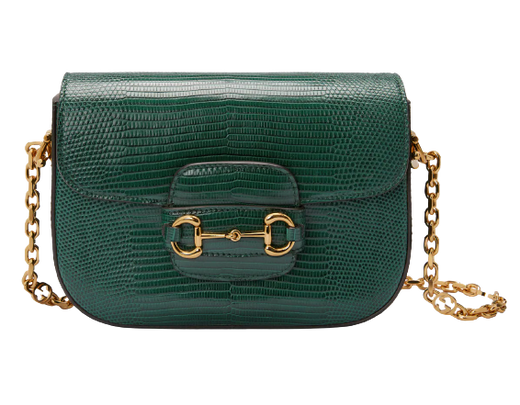 Gucci Emerald Green Horsebit 1955 Lizard Mini Bag