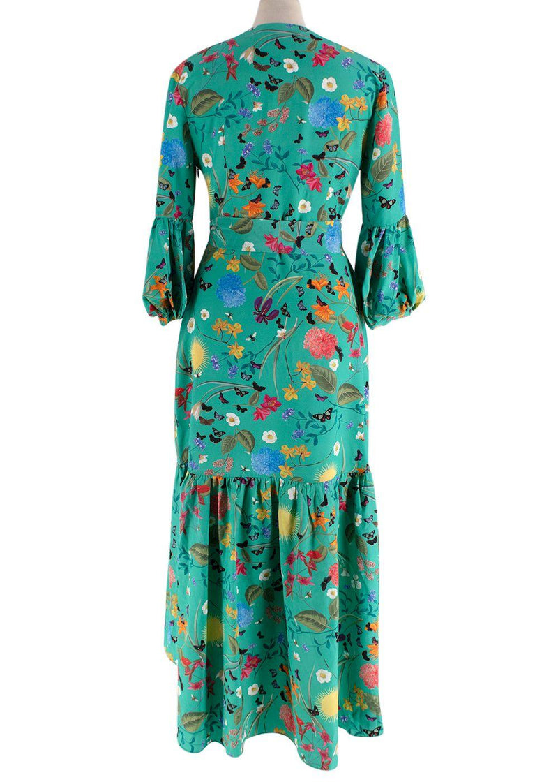 Borgo de Nor 100% Silk Floral-Print Midi Dress