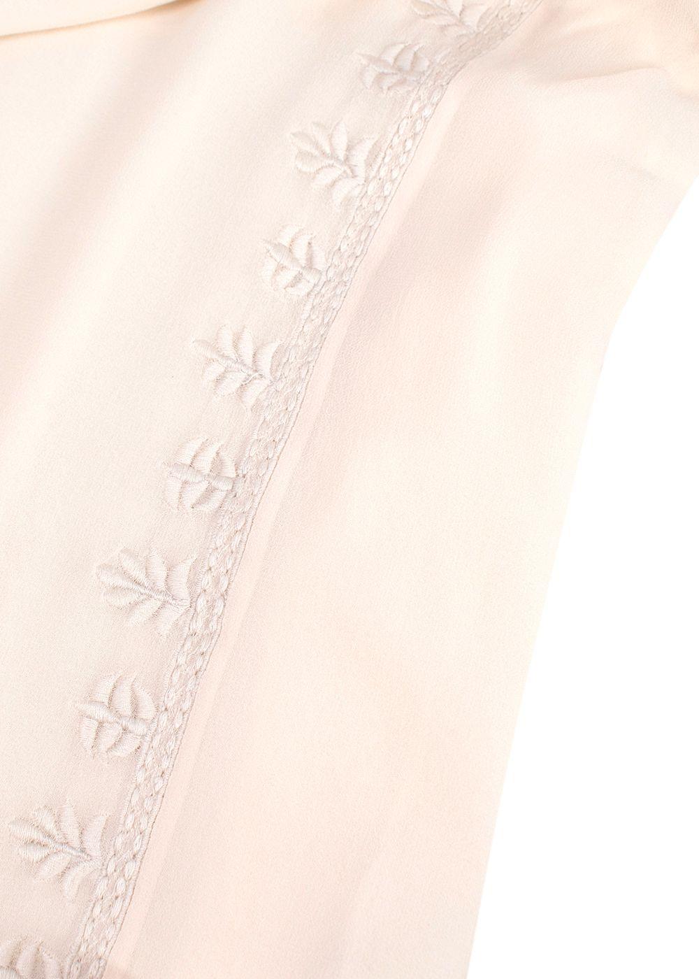 Figue Cream Silk Embroidered Belted Dress