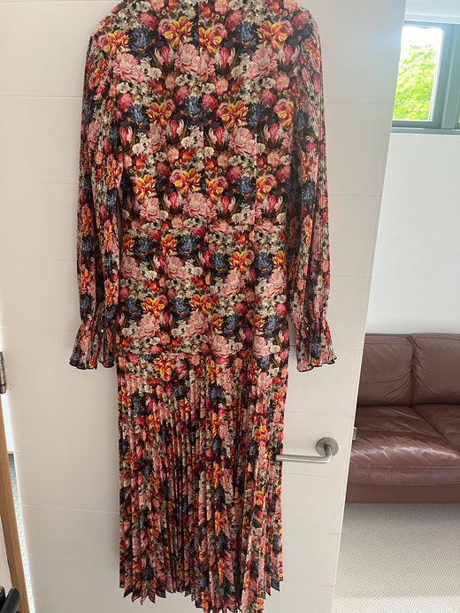 Borgo De Nor Red Floral Alexis Midi Dress