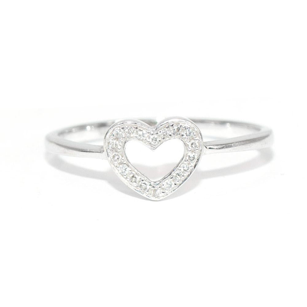 Bespoke White Gold/Diamond Heart Ring Size 47