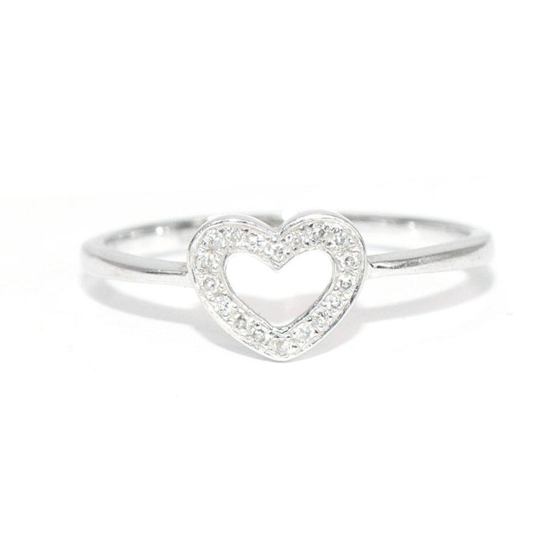 Bespoke White Gold/Diamond Heart Ring Size 47