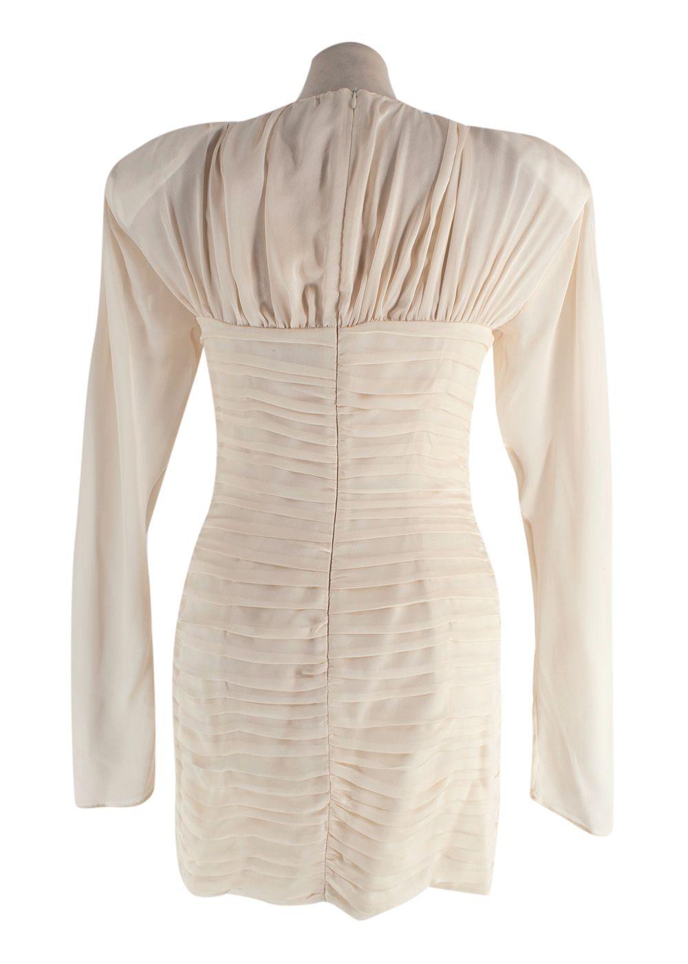 Magda Butrym Cream Rose Detail Silk Mini Dress