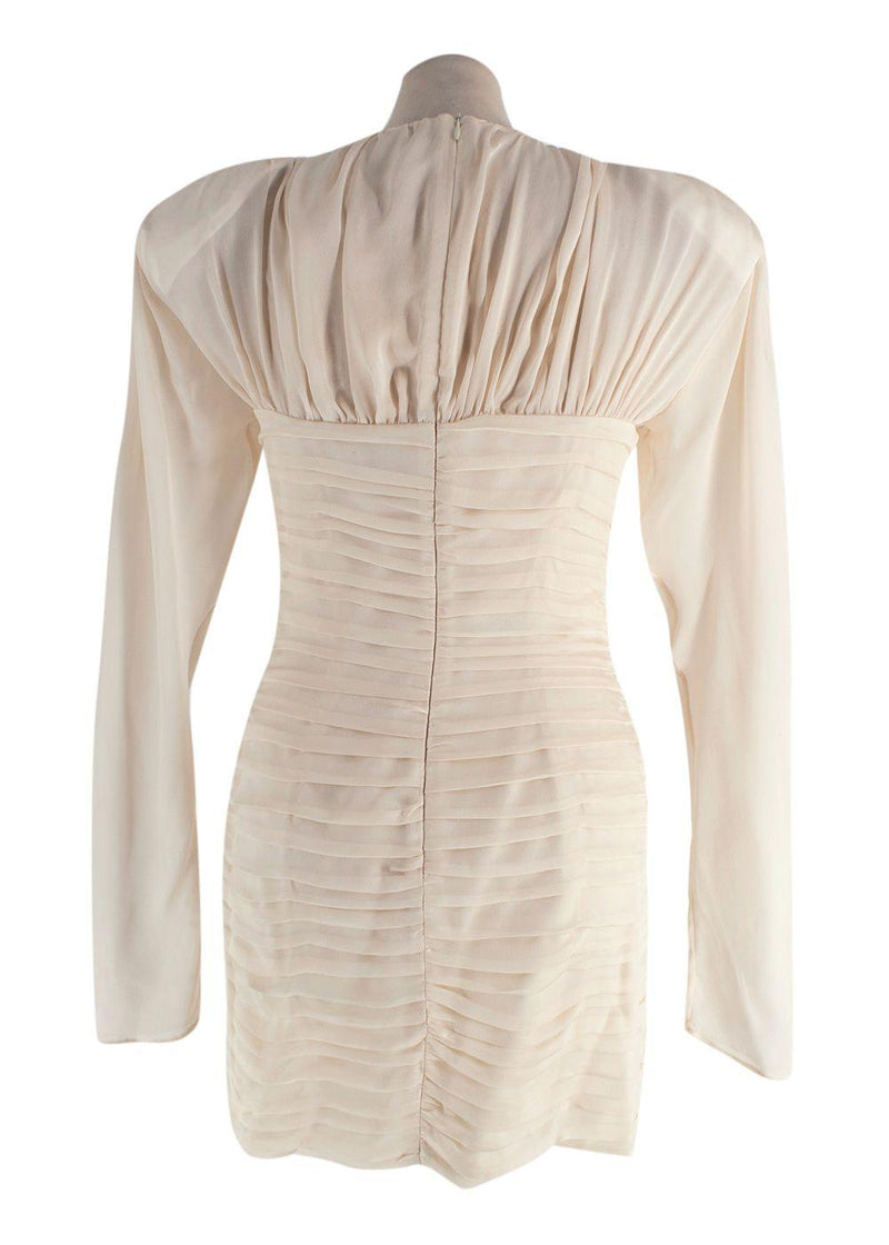 Magda Butrym Cream Rose Detail Silk Mini Dress