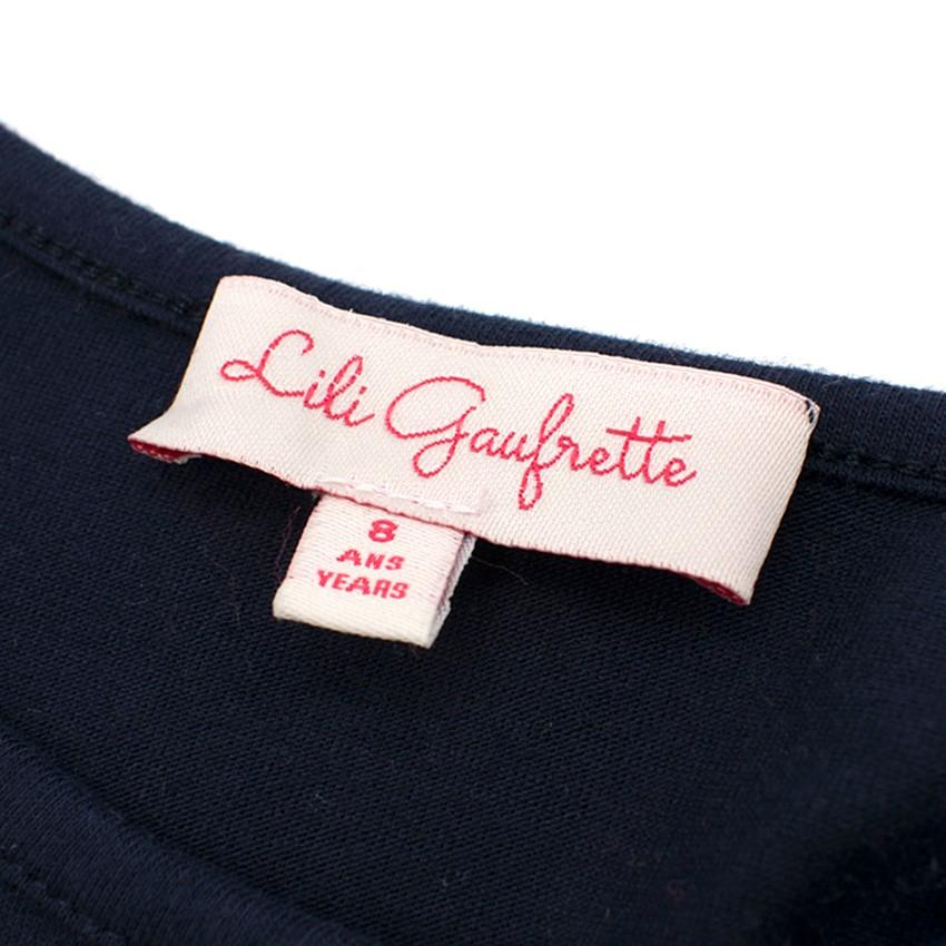 Lili Gaufrette Girls 8Y Navy Moon Print Top