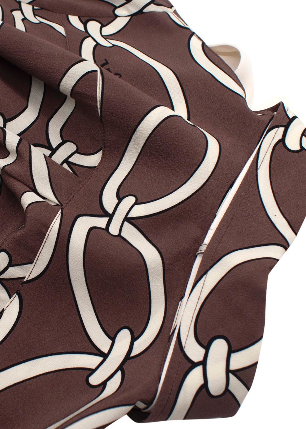 Valentino Brown Chain Print Silk Shirt