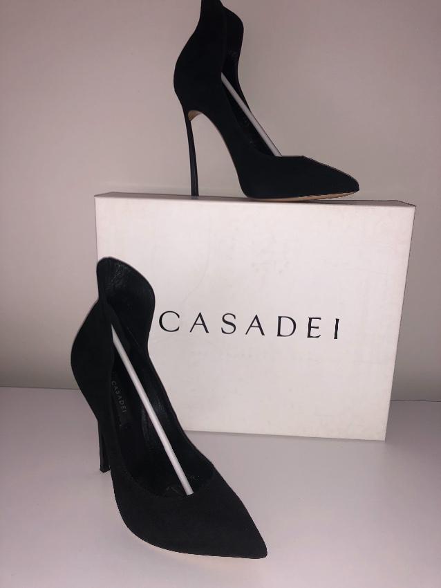 Casadei Blade Collar Suede Pump In Black