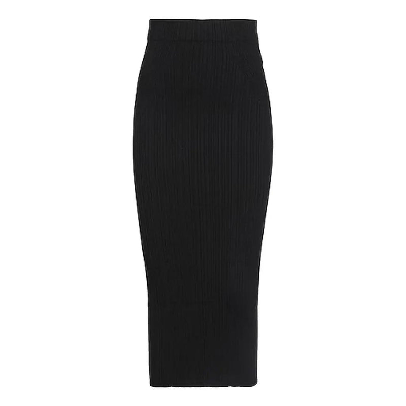 Isabel Benenato Black Stretch Midi Skirt