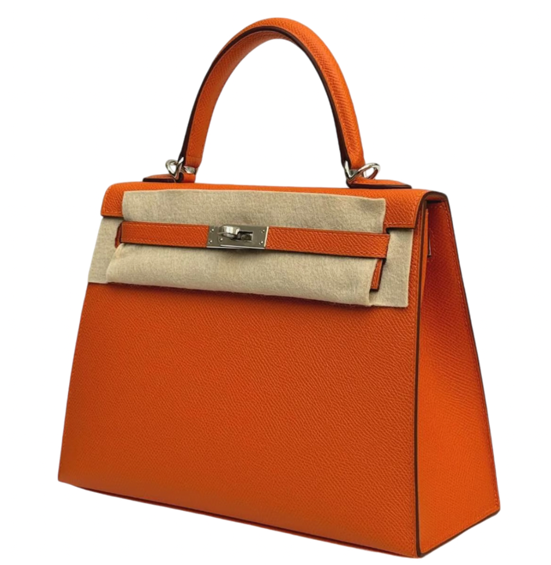 Orange Kelly 25 cm in Epsom Sellier  with Palladium Hardware