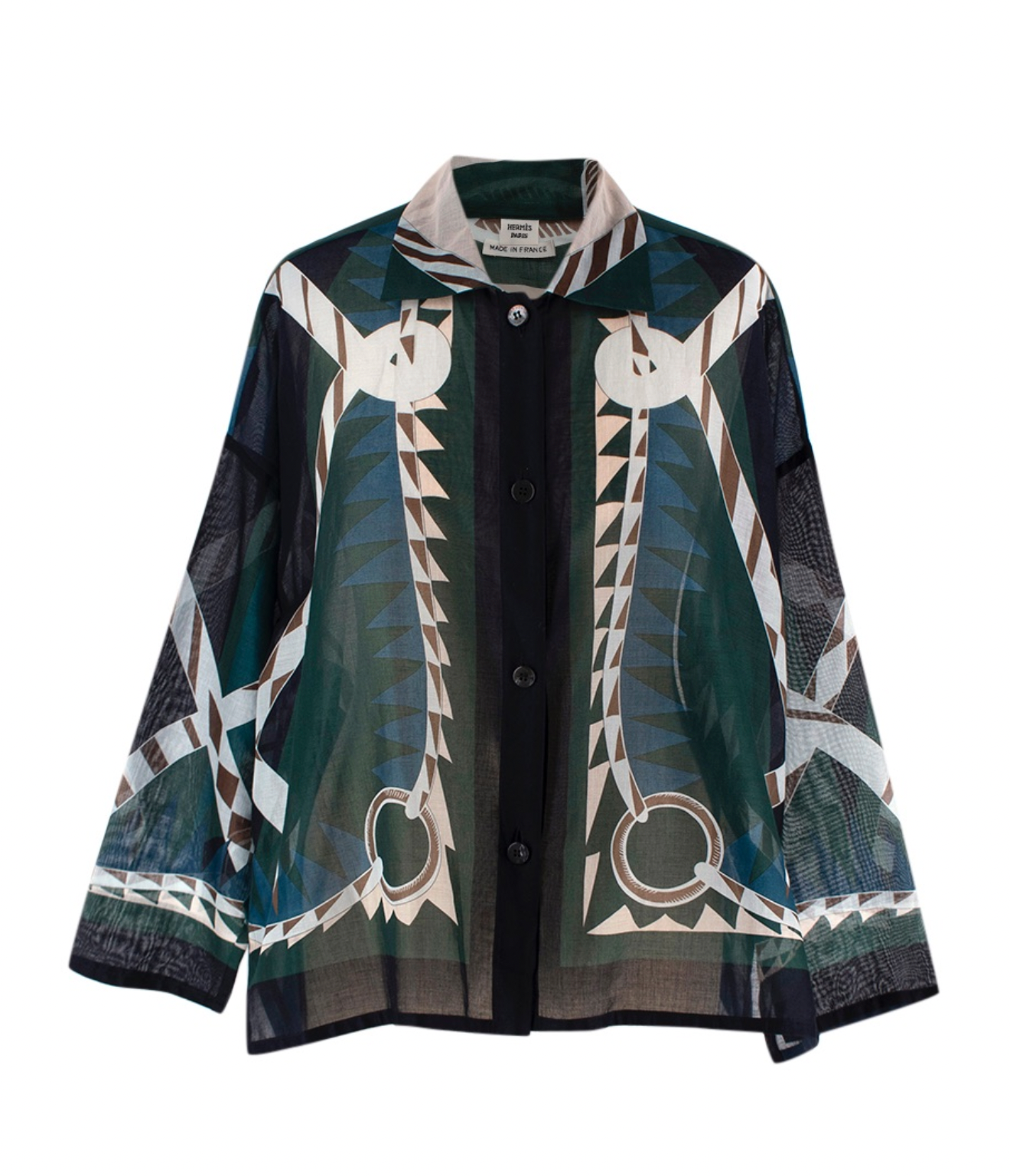 Hermes Blue Patterned Cotton Shirt