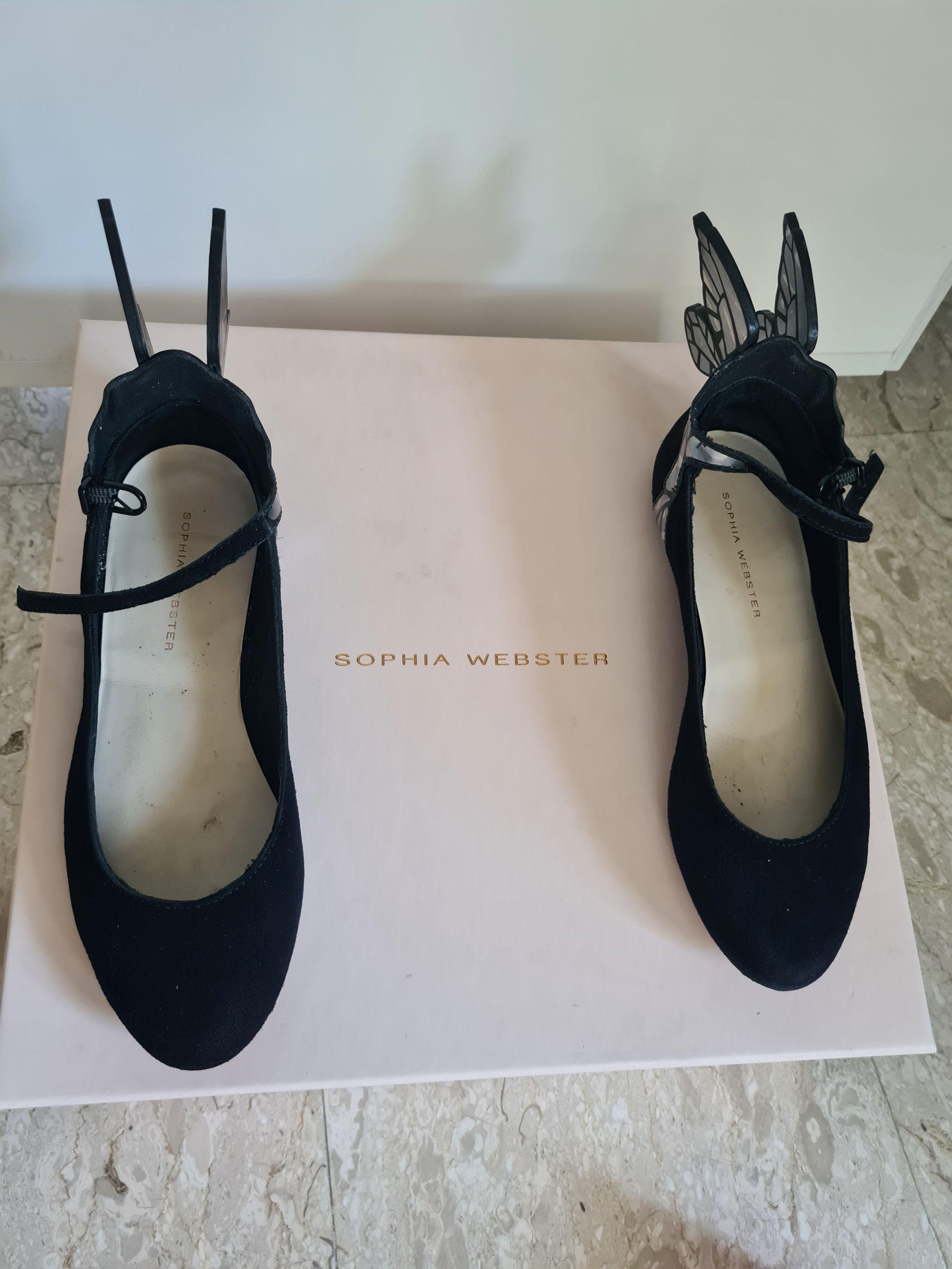 Sophie Webster Winged Black Ballerinas