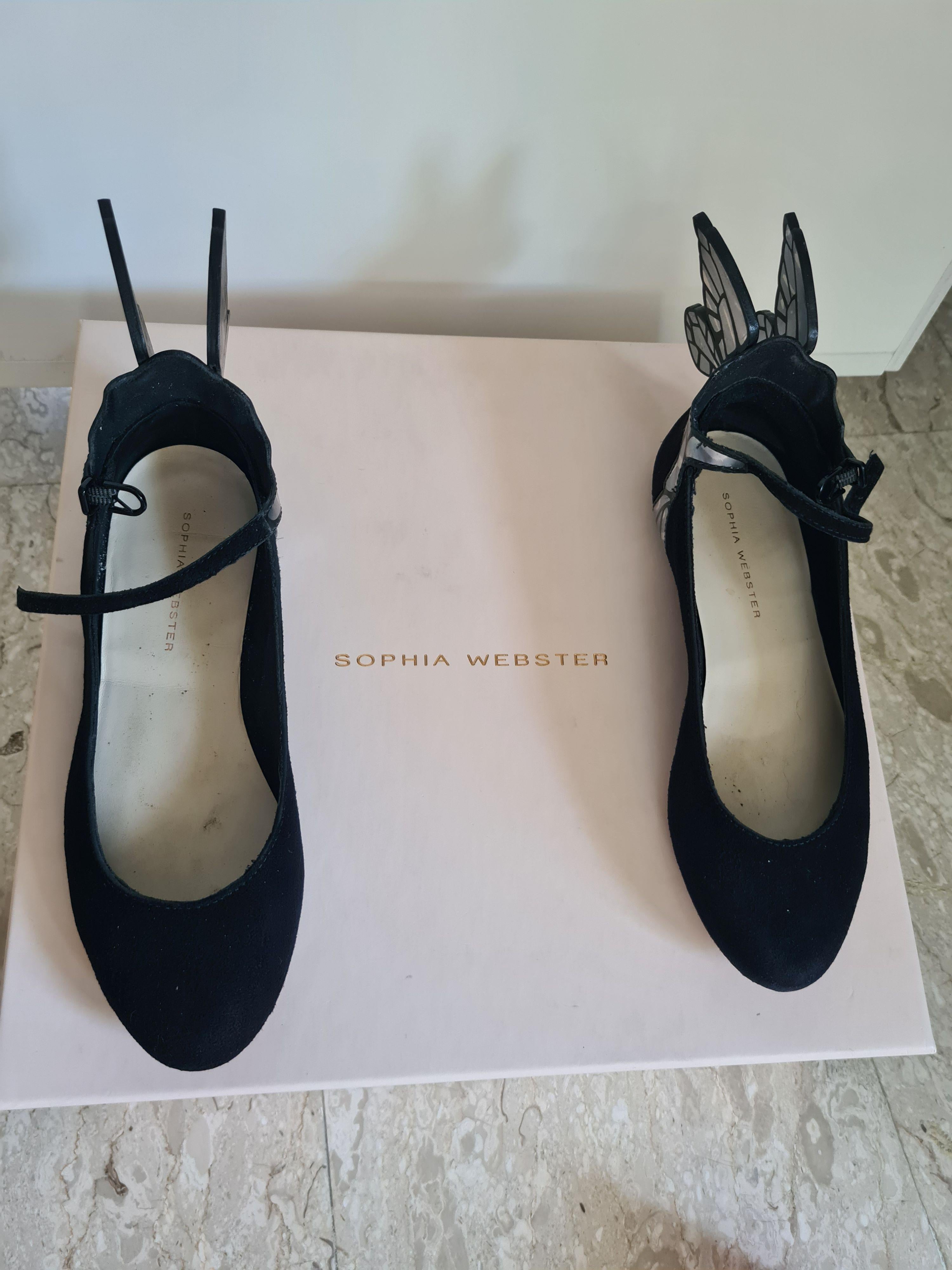 Sophie Webster Winged Black Ballerinas