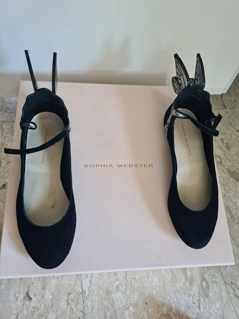 Sophie Webster Winged Black Ballerinas
