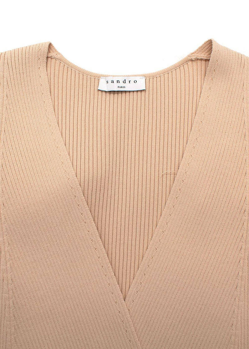 Sandro Neutral Beige Texturiertes Jacquard-kleid Dress