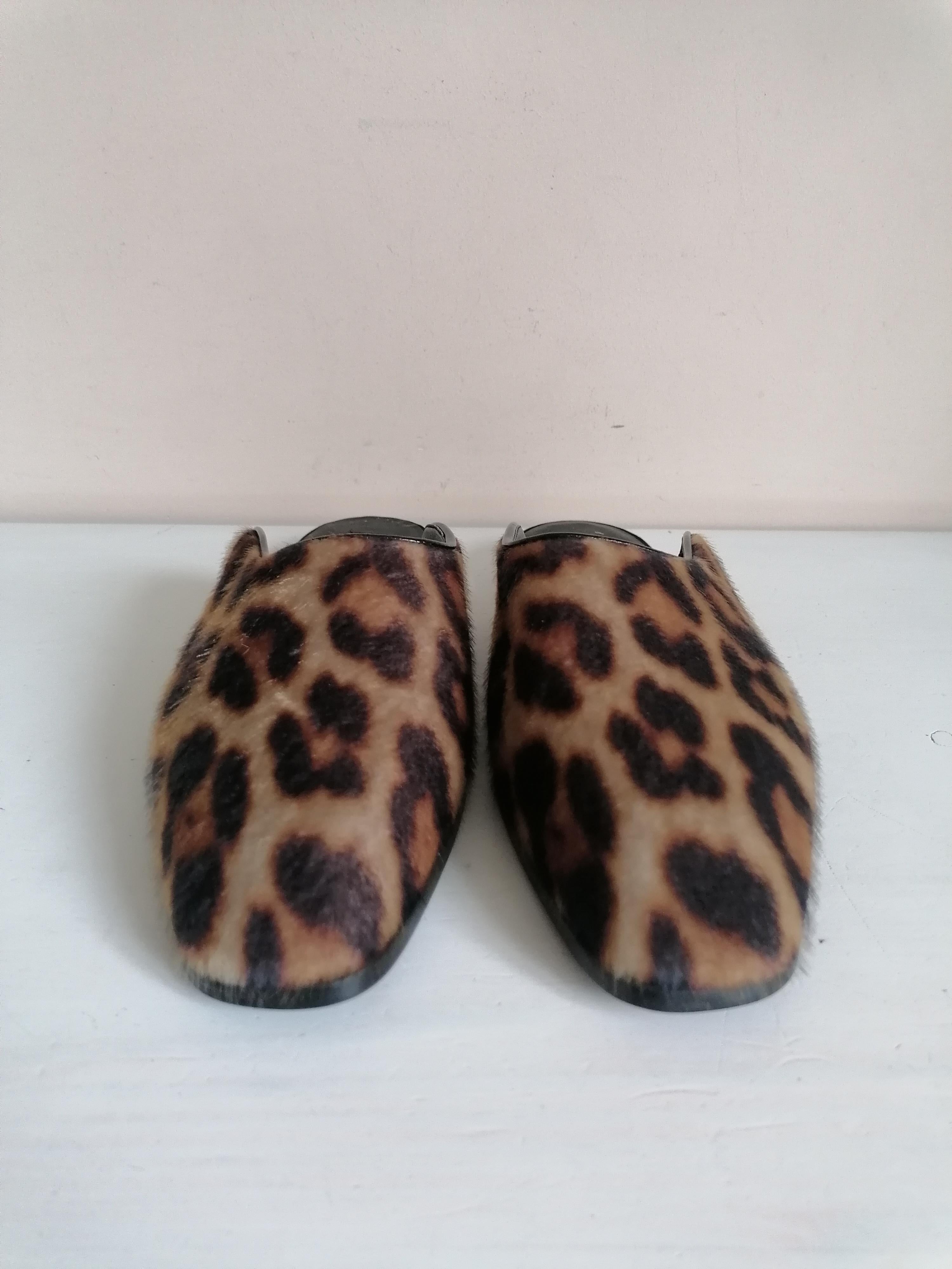Stella McCartney Leopard Print Faux Calf Hair Mules