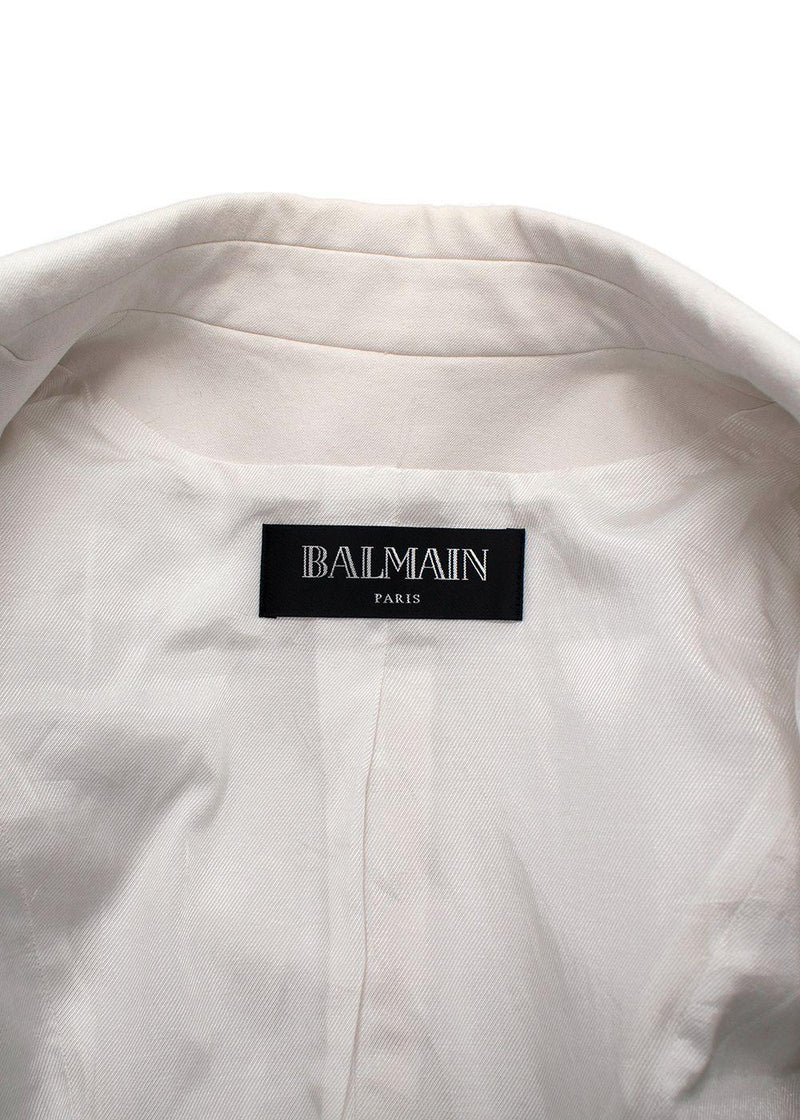 Balmain White Double Breasted Blazer with Gold Button Detail