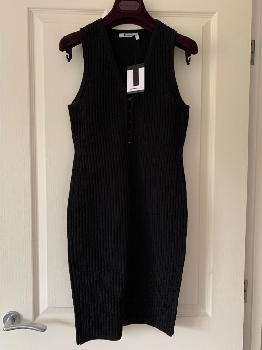 T by Alexander Wang Ribbed Black Mini Dress
