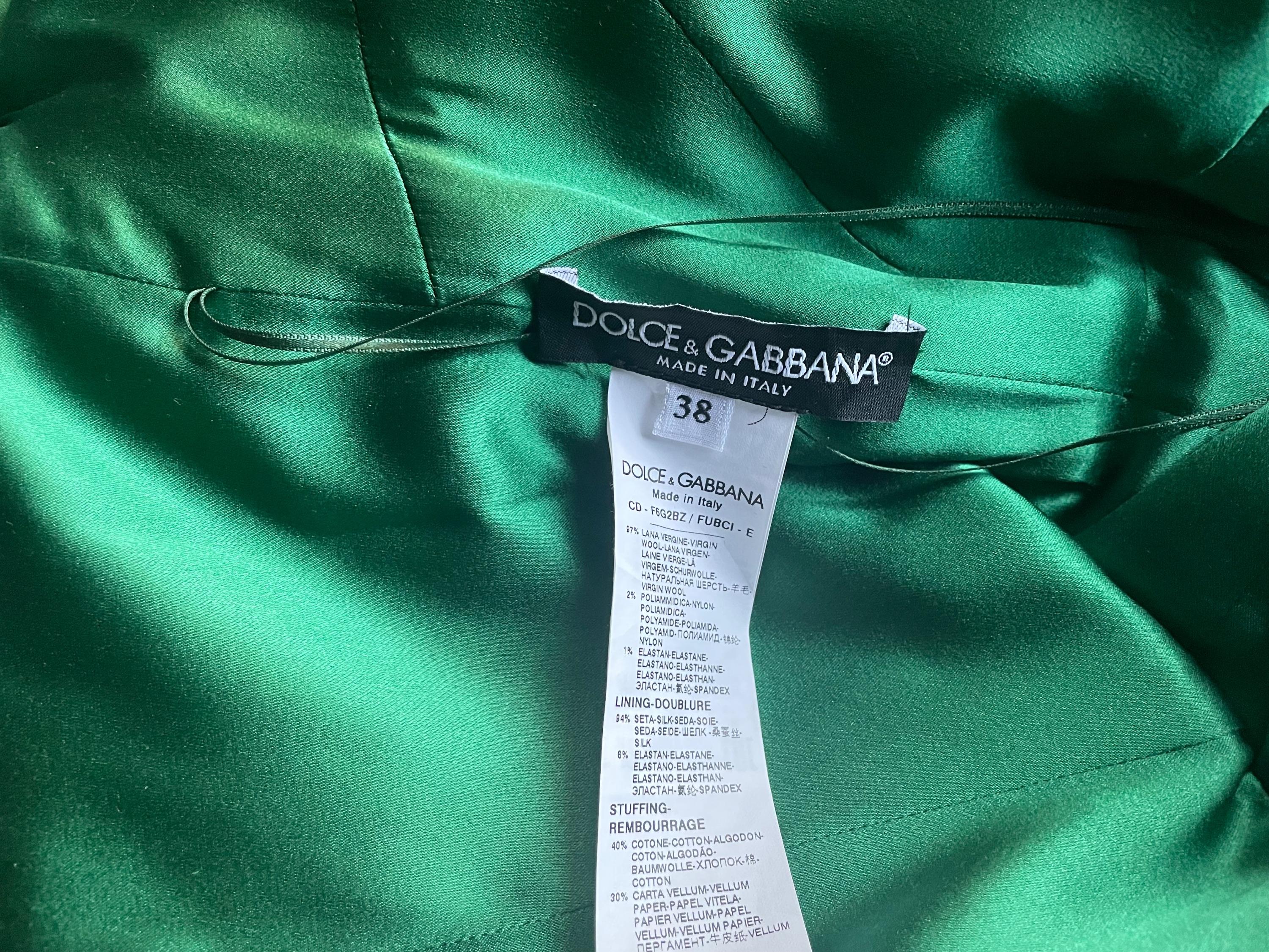 Dolce & Gabbana Green Jewel Embellished Midi Dress