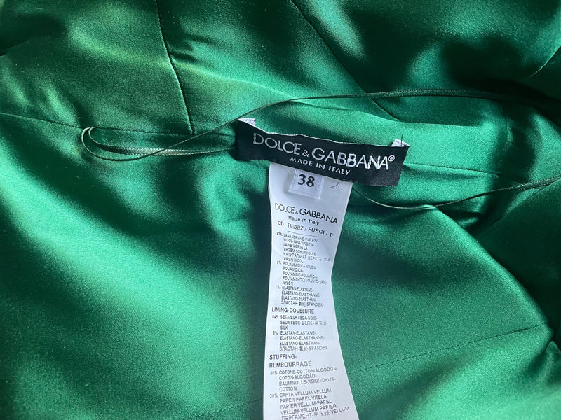 Dolce & Gabbana Green Jewel Embellished Midi Dress