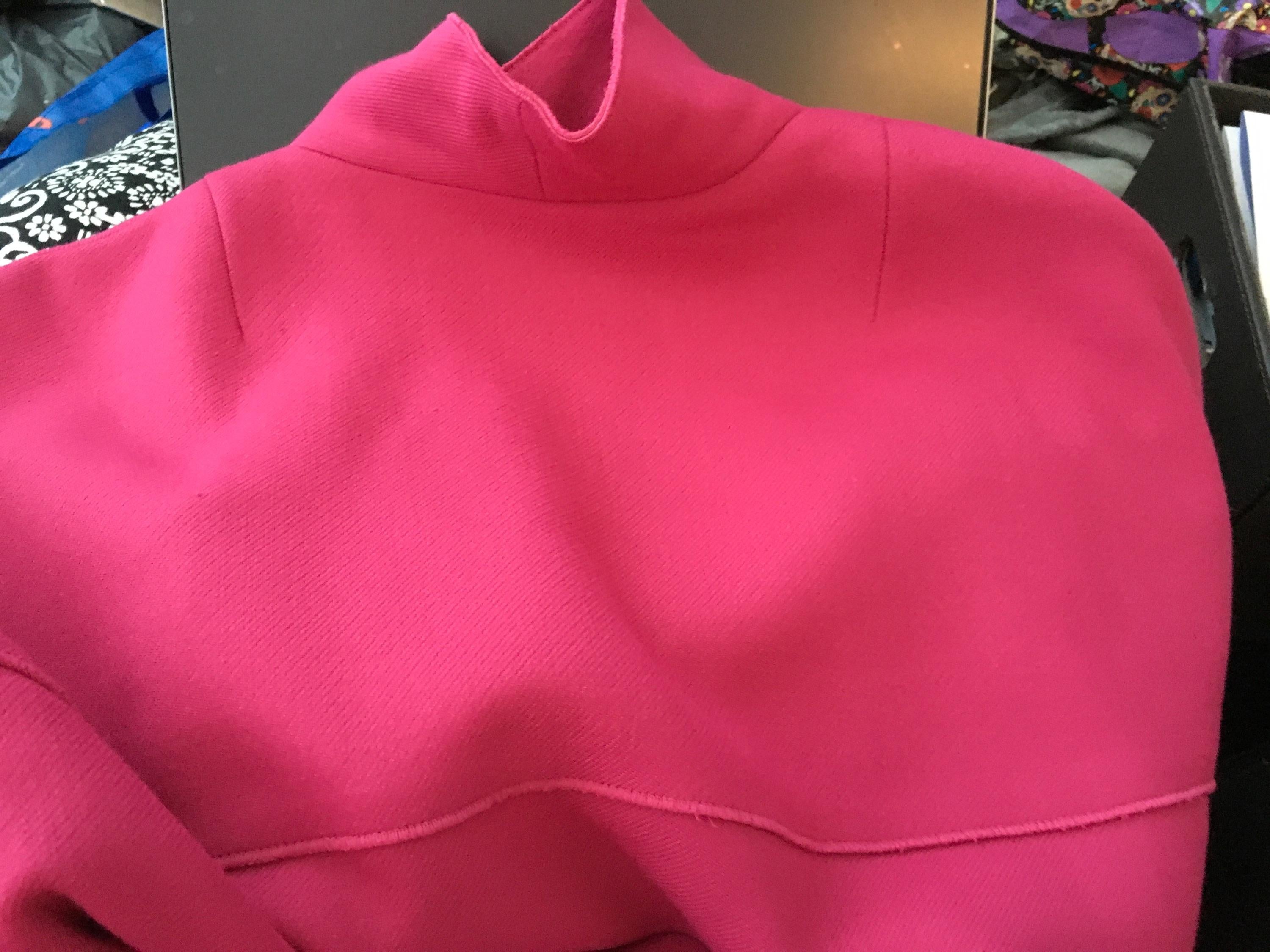 Punto Pink Wool Asymmetric Zip Jacket