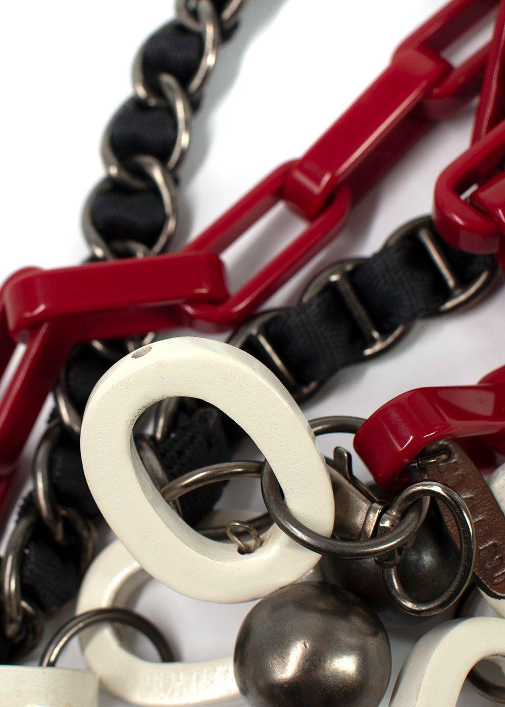 Marni Black Red and White Chunky Necklace
