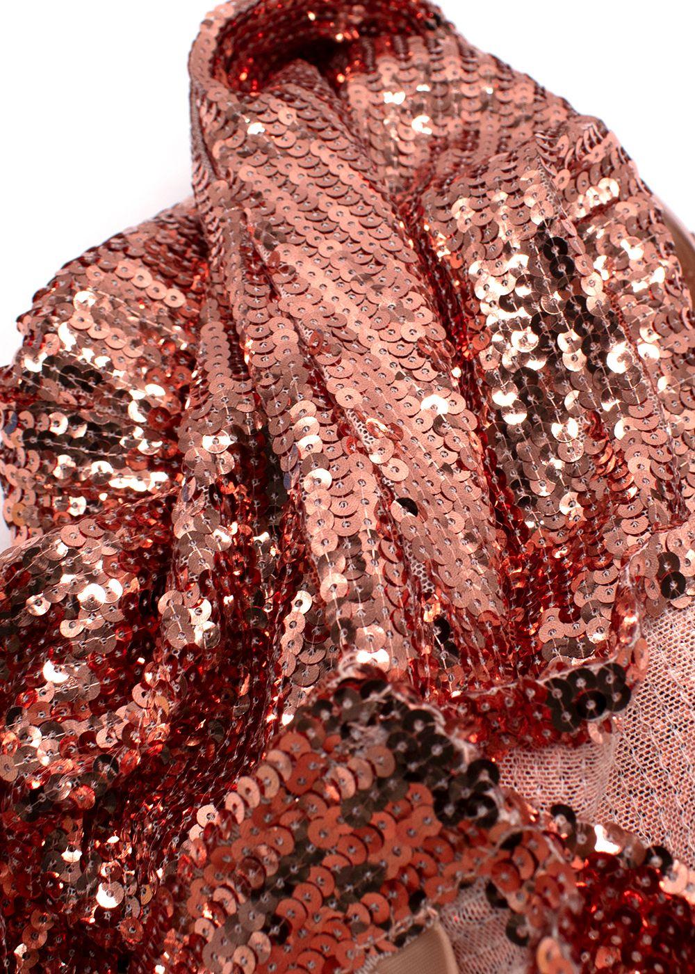 Galvan Rose Gold Mirror Sequin Valletta Dress