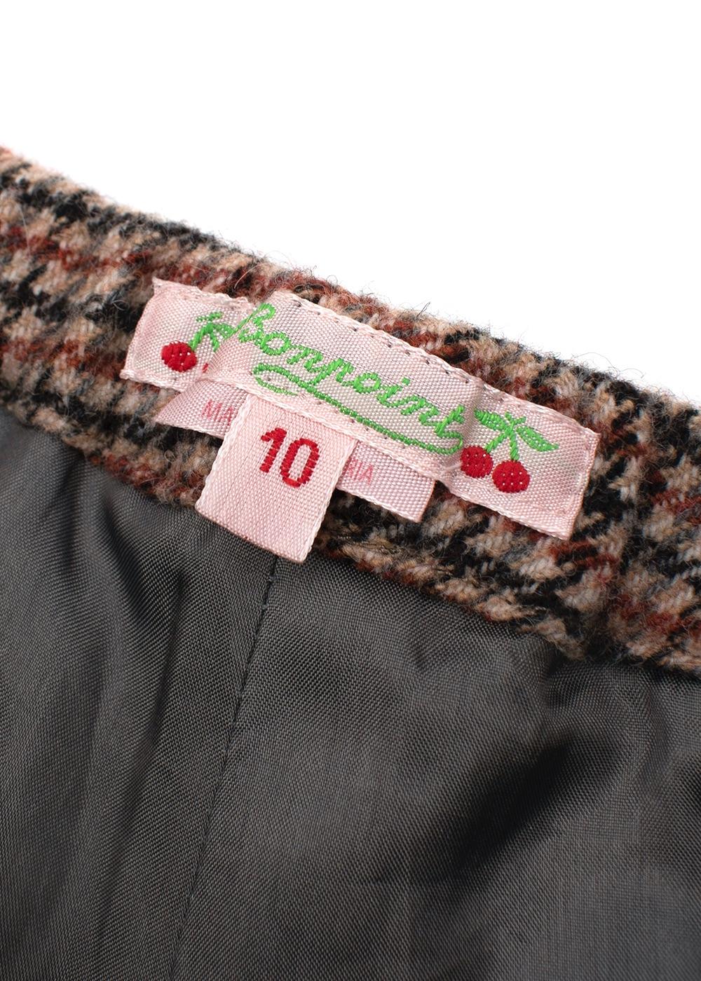Brown Houndstooth Tweed Wool Shorts