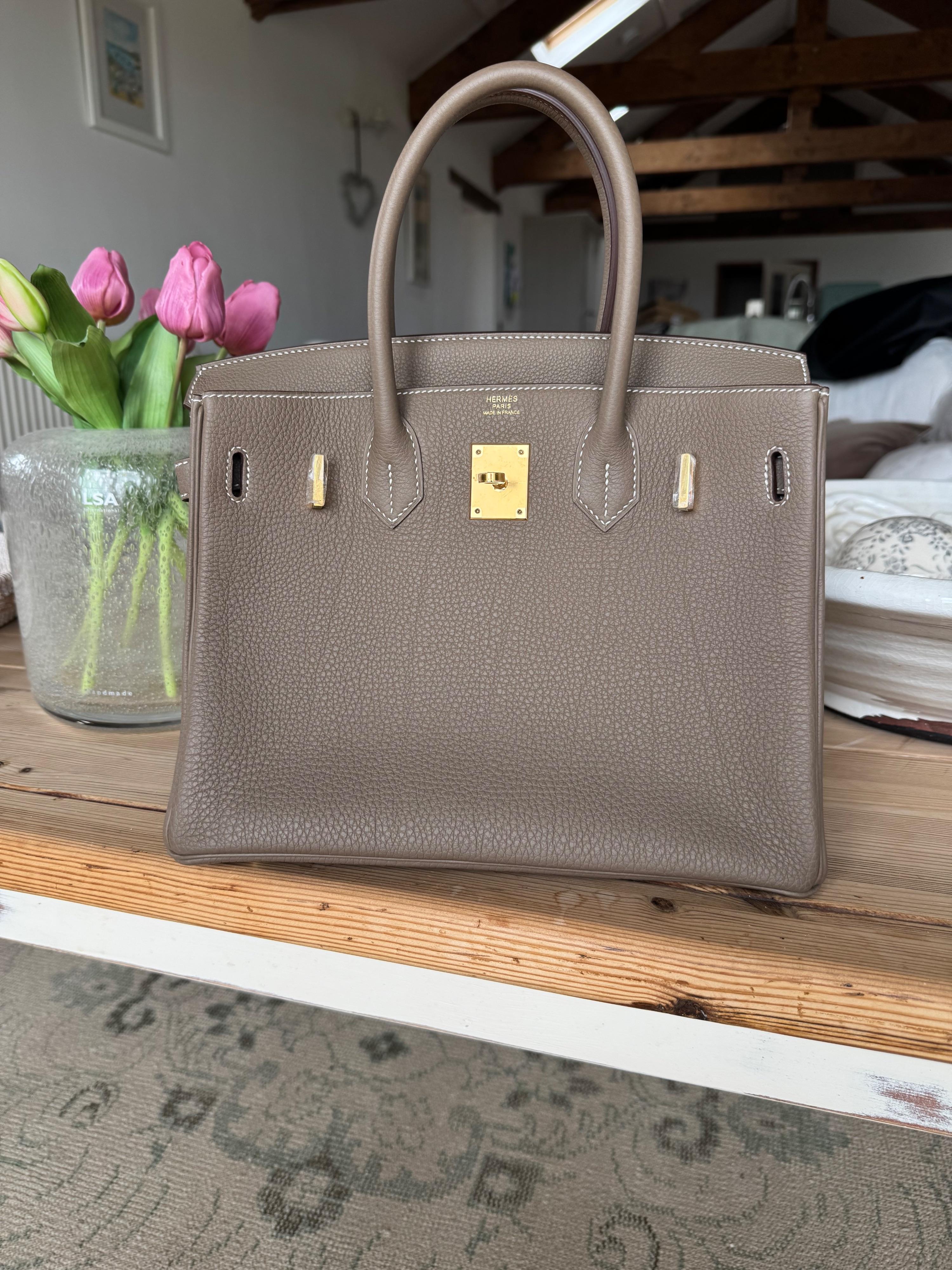 Hermes Etoupe Togo Birkin 30 With Receipt