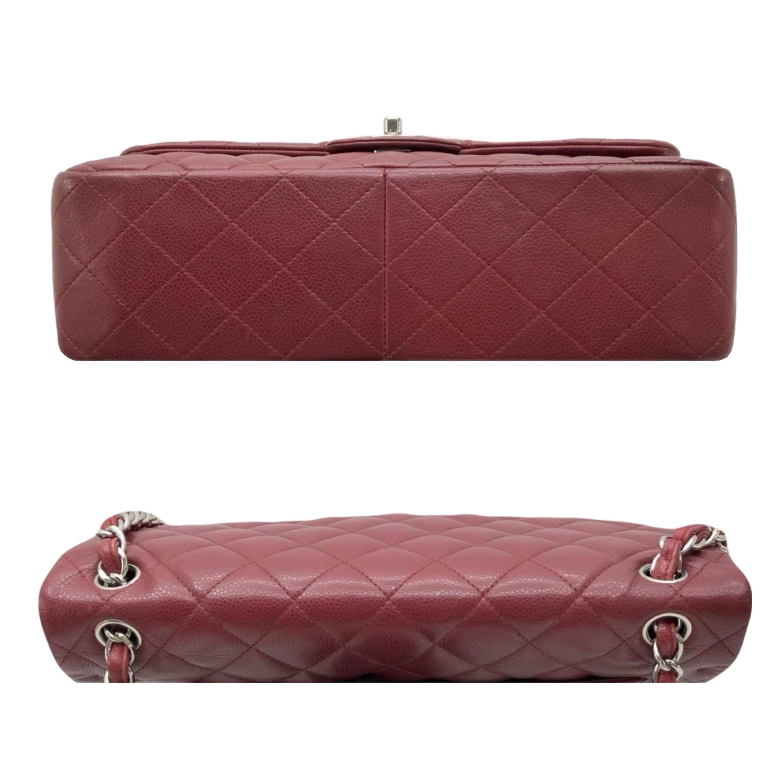 Chanel Burgundy Caviar Leather Jumbo Double Flap Bag