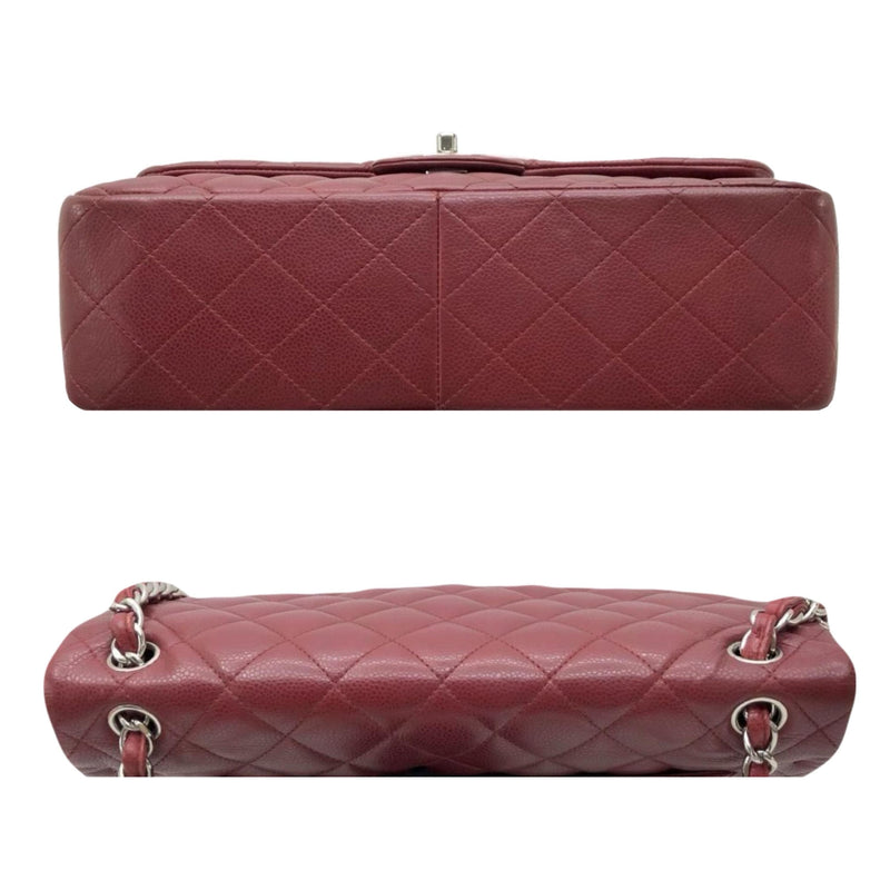 Chanel Burgundy Caviar Leather Jumbo Double Flap Bag