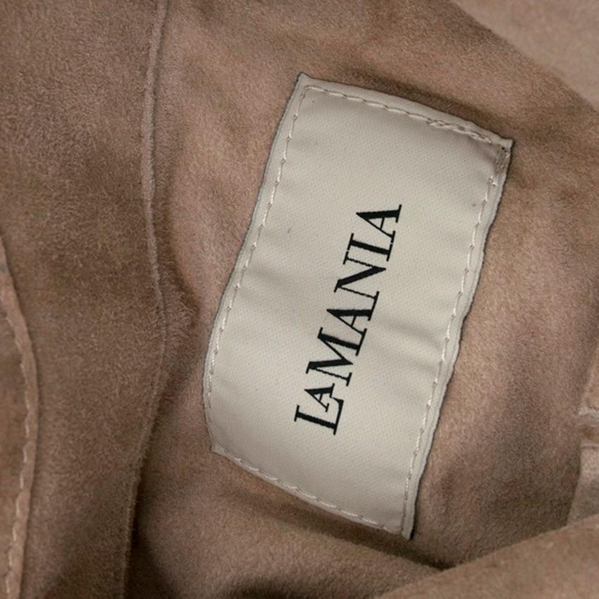 La Mania Beige Perea Long Sleeved Suede Dress
