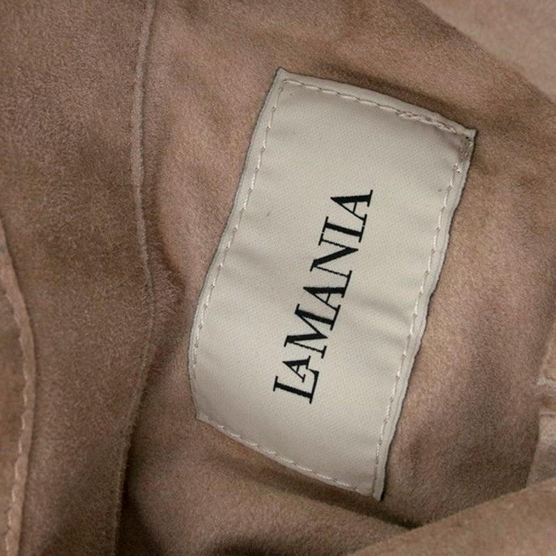 La Mania Beige Perea Long Sleeved Suede Dress