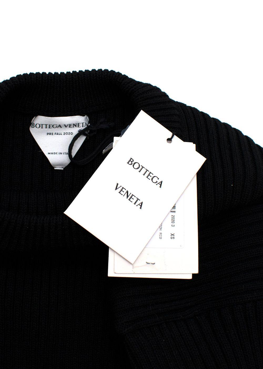 Open Back Black Ribbed Merino Wool Jumper Dress