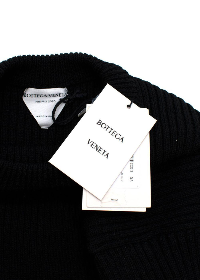 Open Back Black Ribbed Merino Wool Jumper Dress