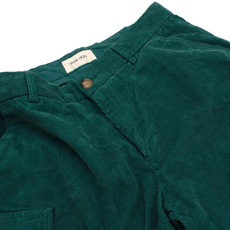 MAN 1924 Emerald Green Cotton Corduroy Cargo Shorts