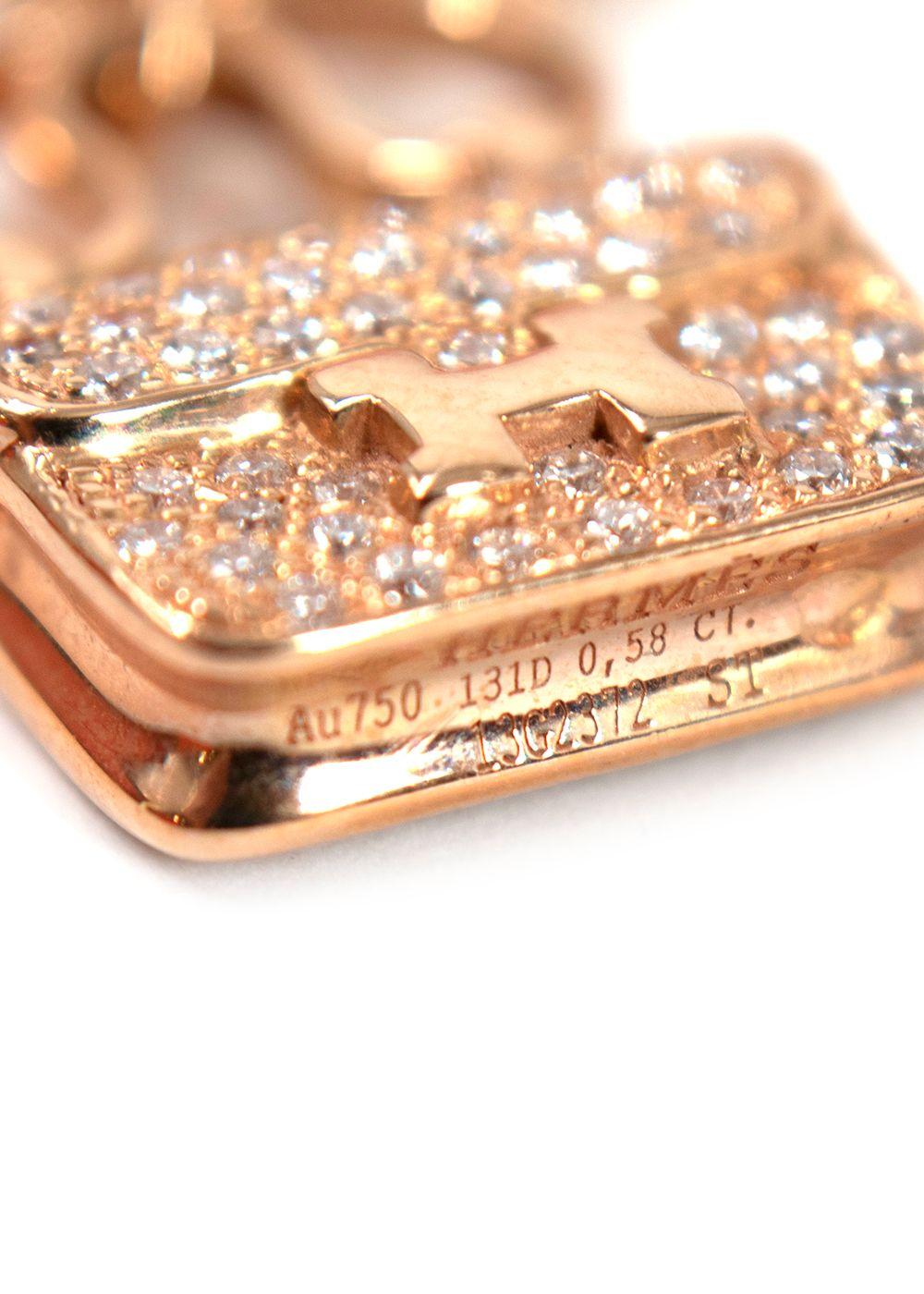 Hermes 18K Rose Gold Diamond Constance Amulettes Bracelet