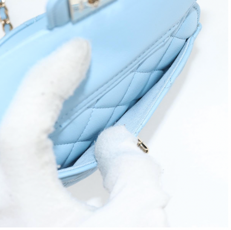 Chanel Pale Blue Quilted Leather Heart Crossbody Bag