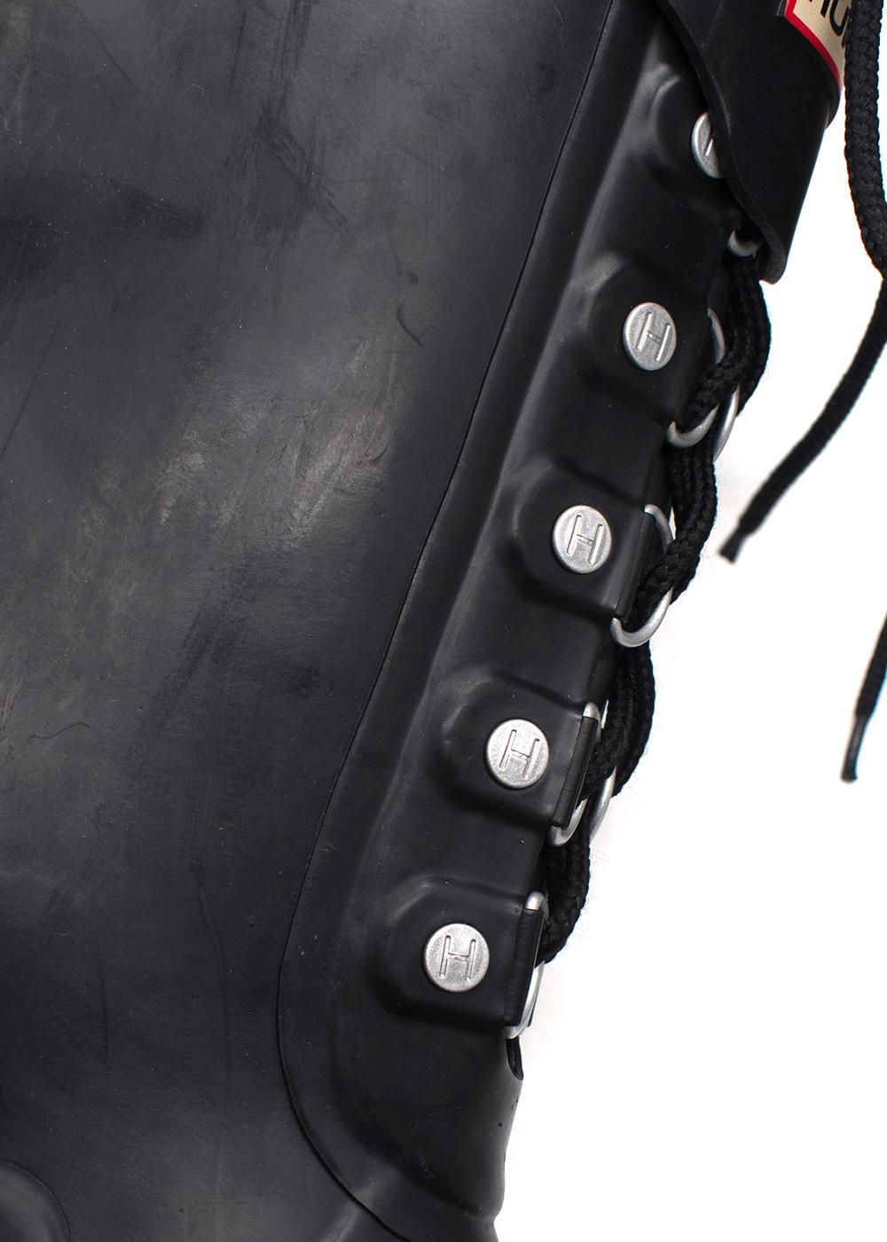 Hunter Black Lace Up Embellished Festival Wellington Boots