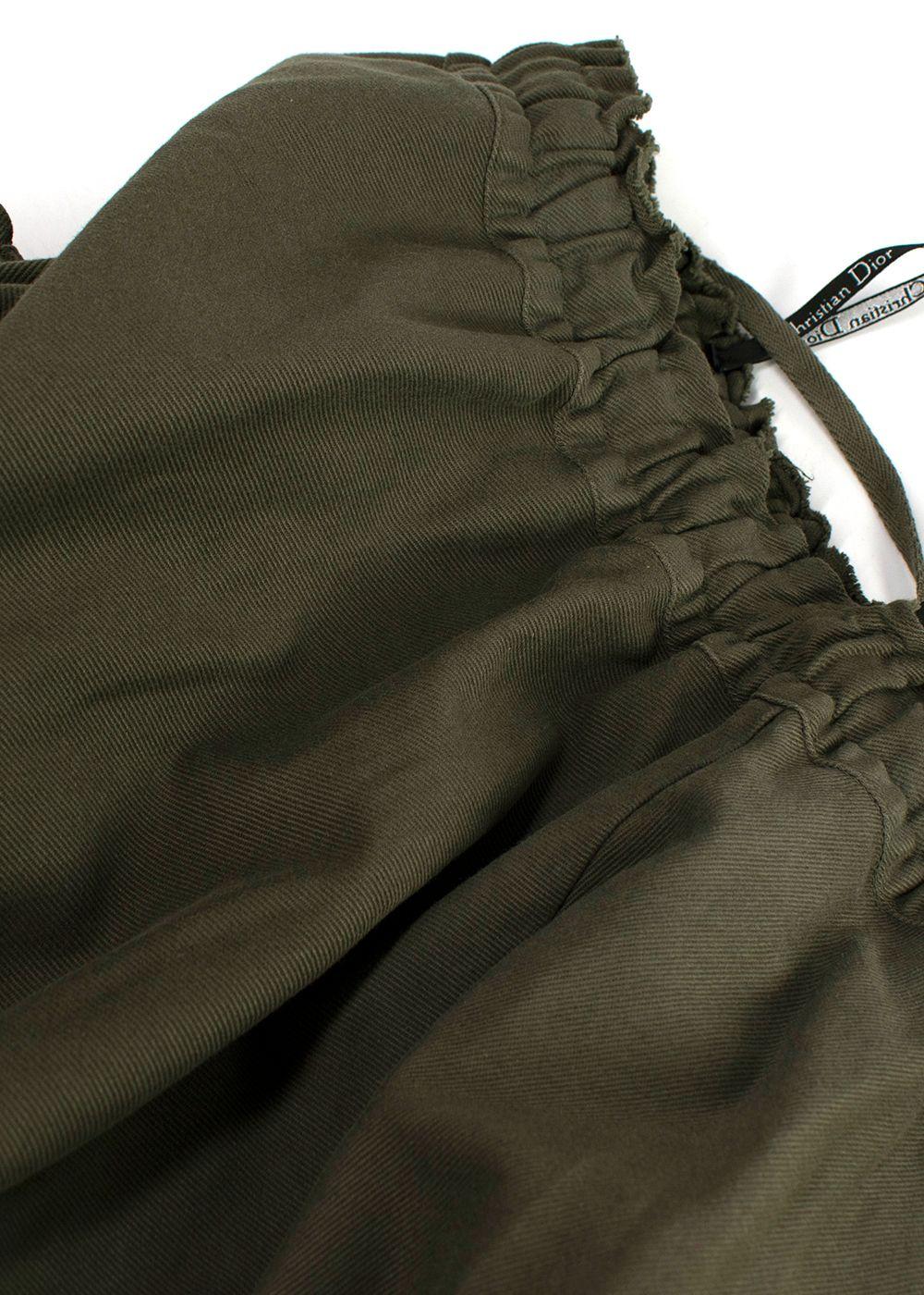 Dior Khaki Union Motif Flared Midi Skirt